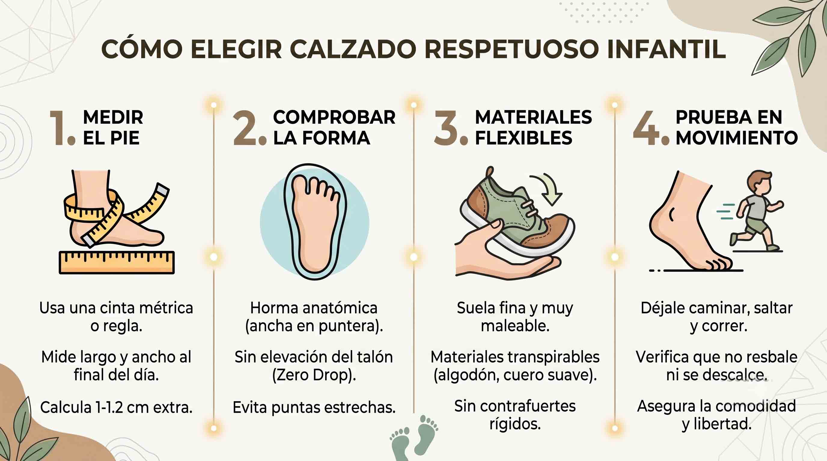 Guía de tallas en calzado respetuoso infantil — cómo acertar con la medida Cómo elegir la talla correcta de calzado respetuoso infantil: truco de la plantilla para medir el pie del niño
